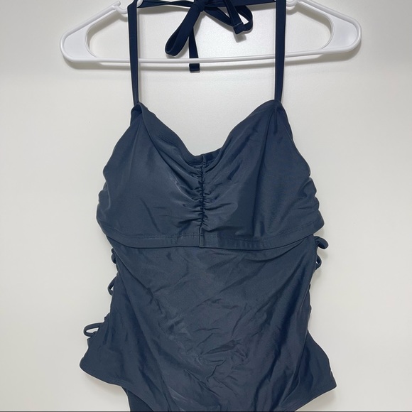 AVA & VIV one piece swimsuit open tie sides plus size 18 padded bra halter tie - Picture 3 of 8